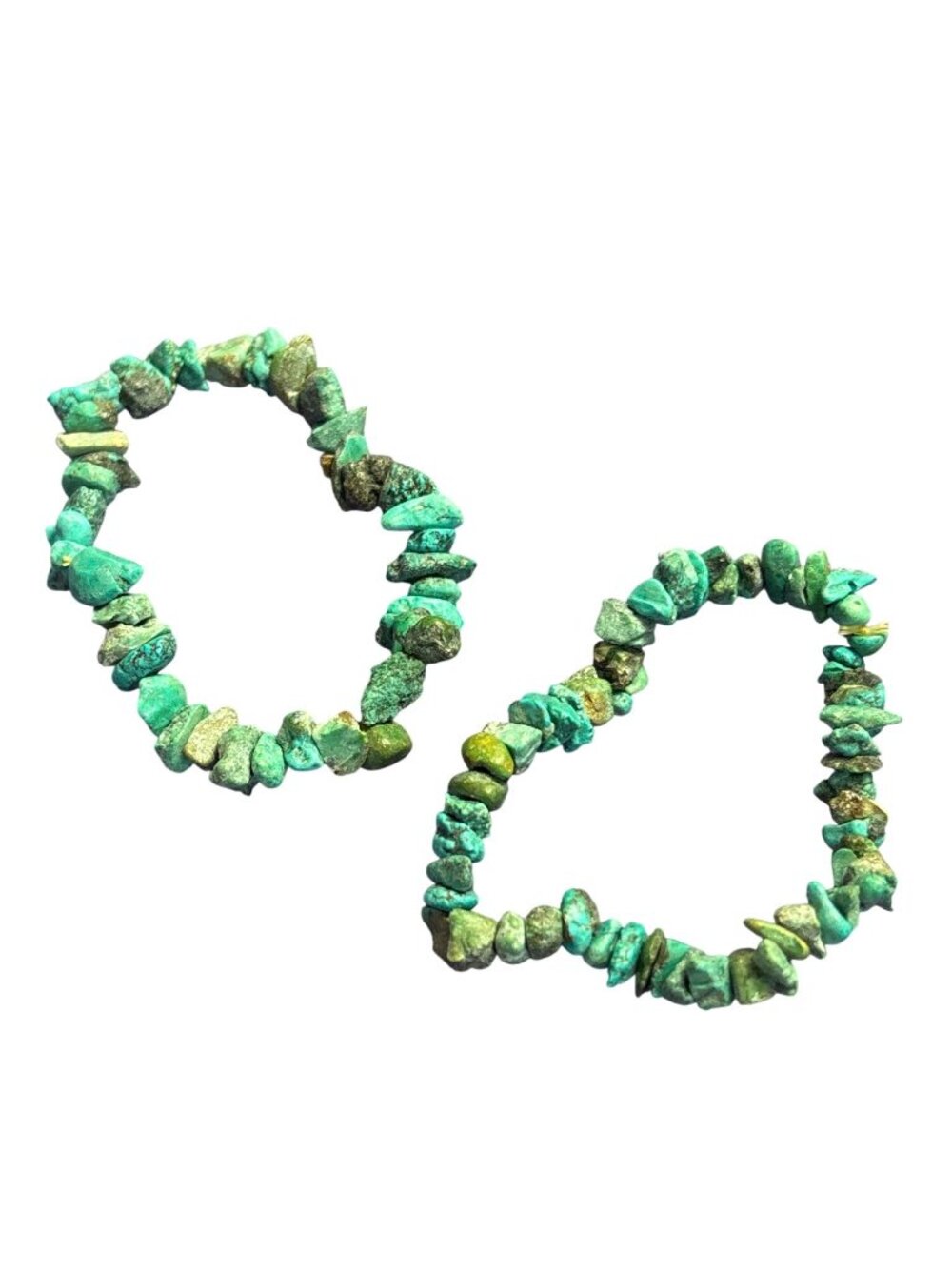 Set Of 2 Dyed Stone Chip Faux Turquoise Bracelets 6.5 Inches Unstretched